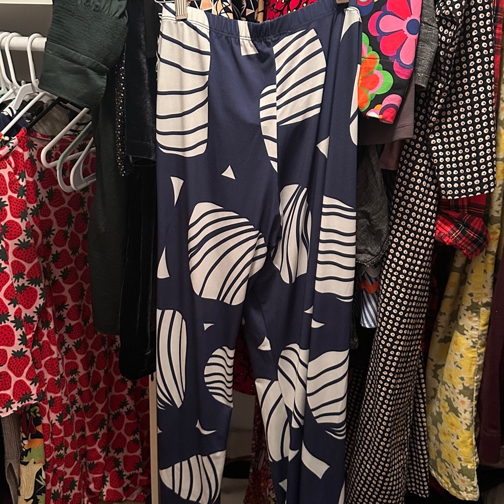 Lesley Evans Navy & White Printed PANTS